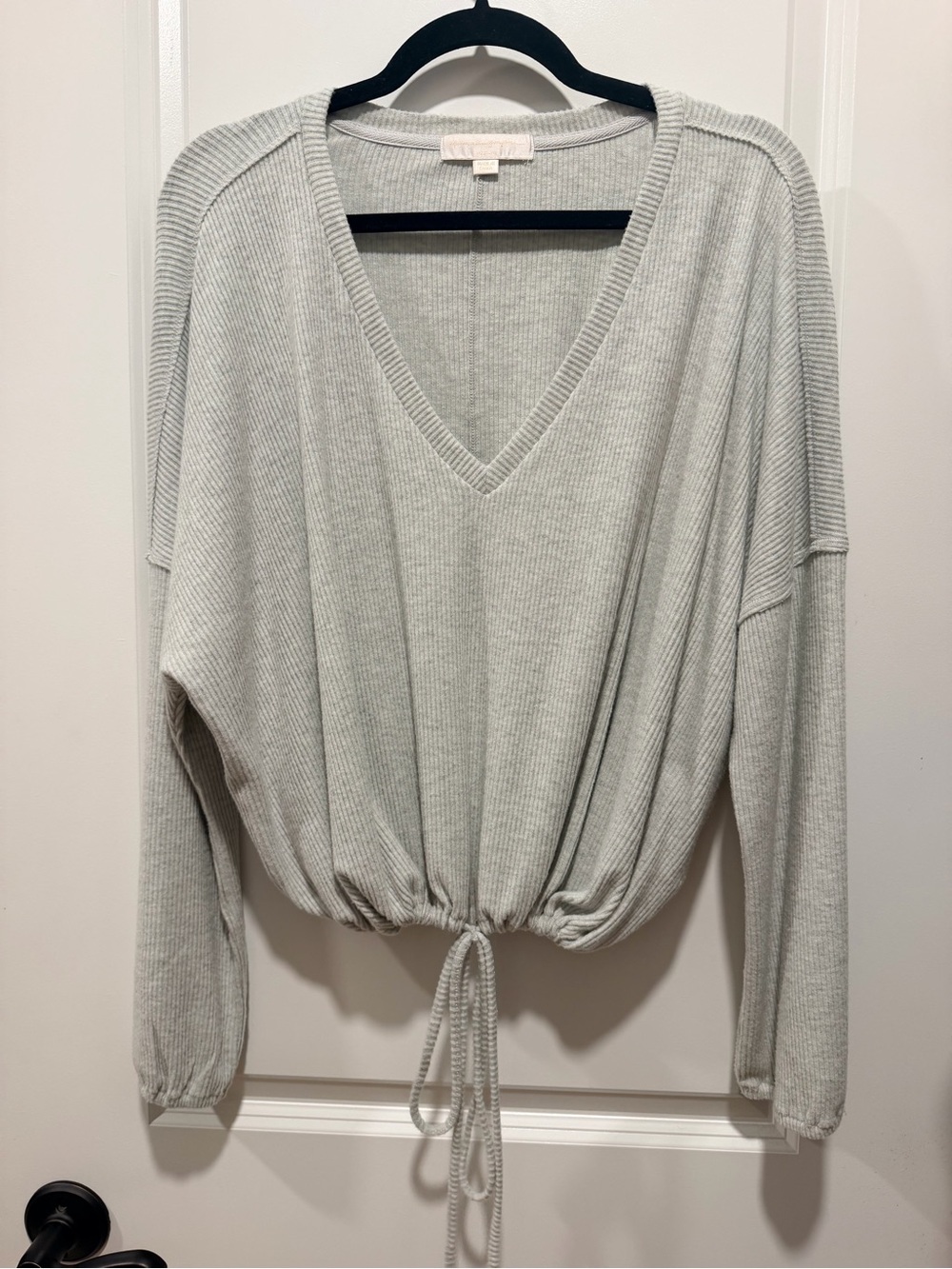 Spirtual Gangster V-Neck Drawstring Sweater Top
